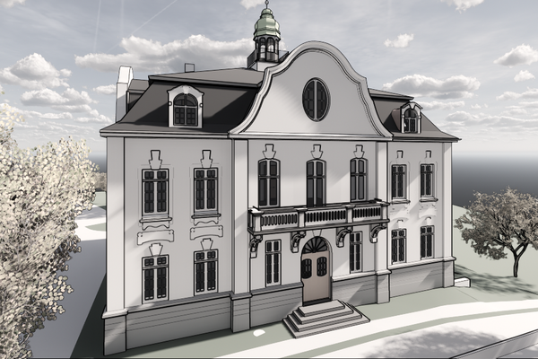 Visualisierung der Vorderseite des historischen Rathauses in Reinfeld 
